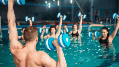 Workout places with a pool