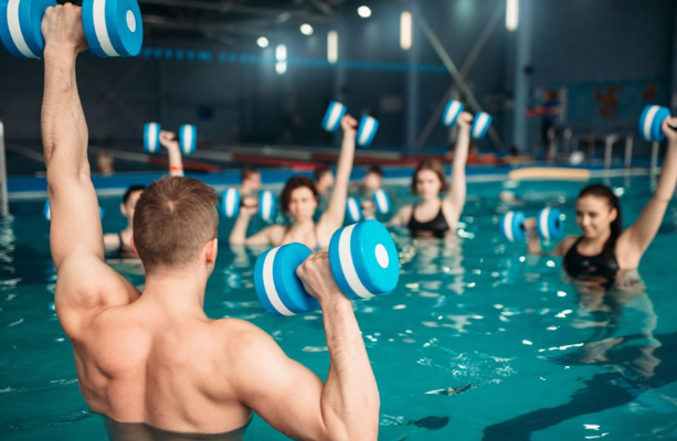Workout places with a pool